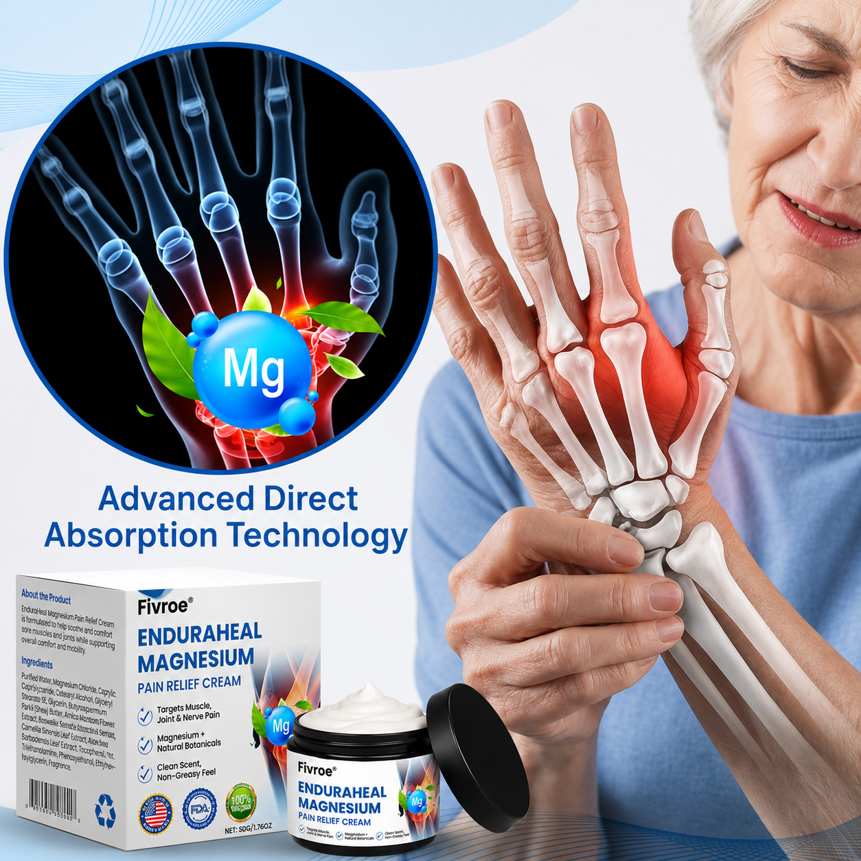 Pryxo™ EnduraHeal Magnesium Pain Relief Cream (Treats Arthritis, Neuropathy, Rheumatism, Sports Injuries & More)