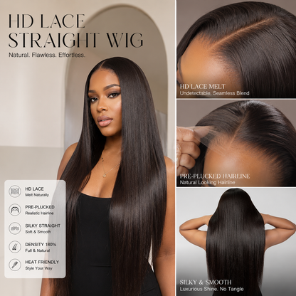 Special Mother’s Day Deals 🌷💥Straight HD Transparent Lace Front Wigs Human Hair