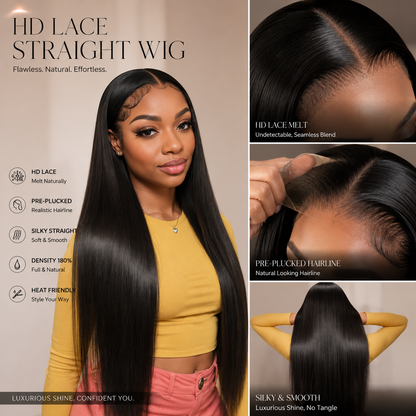 Special Mother’s Day Deals 🌷💥Straight HD Transparent Lace Front Wigs Human Hair